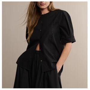 Jenni Kayne Women's Black Button Front Harper Blouse Size M